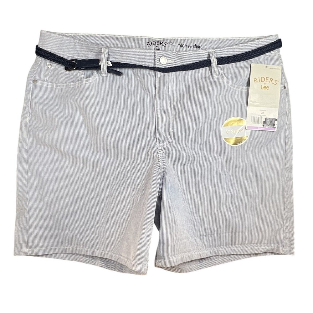 NWT Riders by Lee Women's Size 20 Midrise 6" Inseam Striped Shorts with Braided